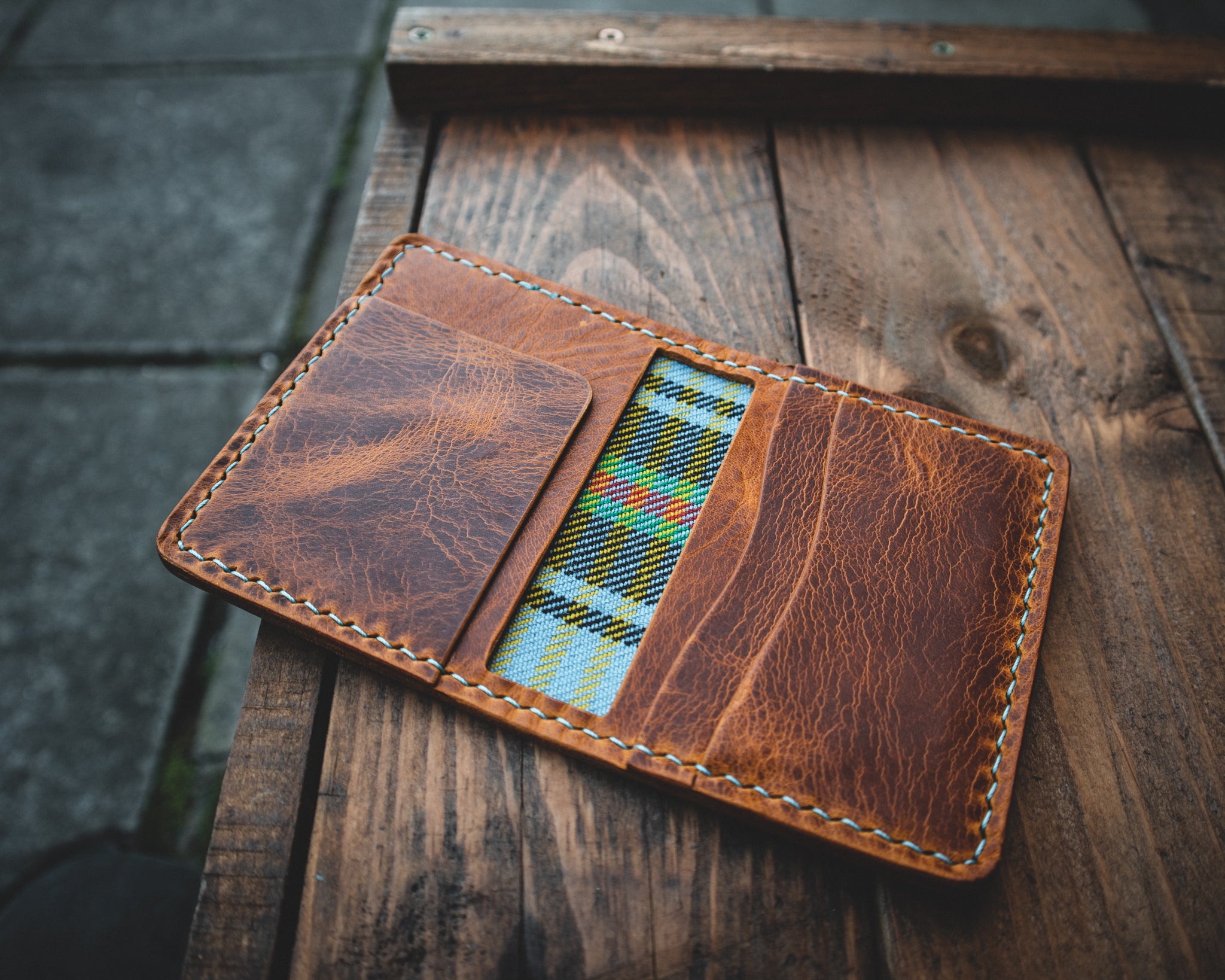 The Nevis Leather Wallet Lined with Handmade Tartan!