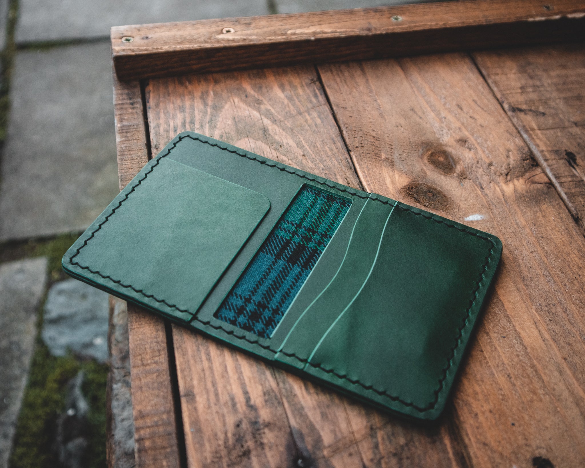 The Nevis Leather Wallet Lined with Handmade Tartan!