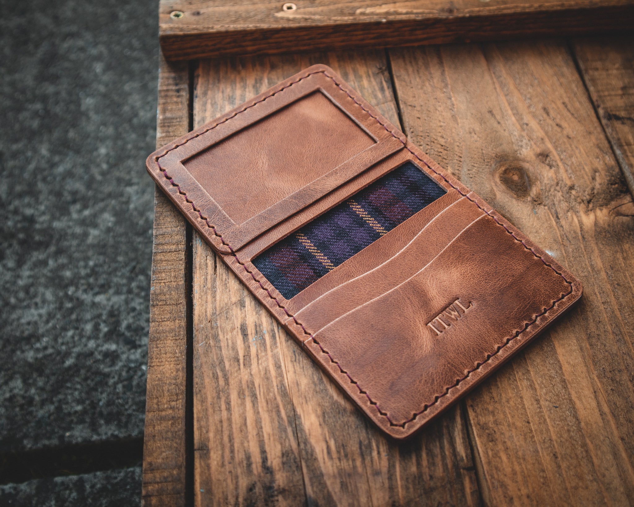 The Nevis Leather Wallet Lined with Handmade Tartan!