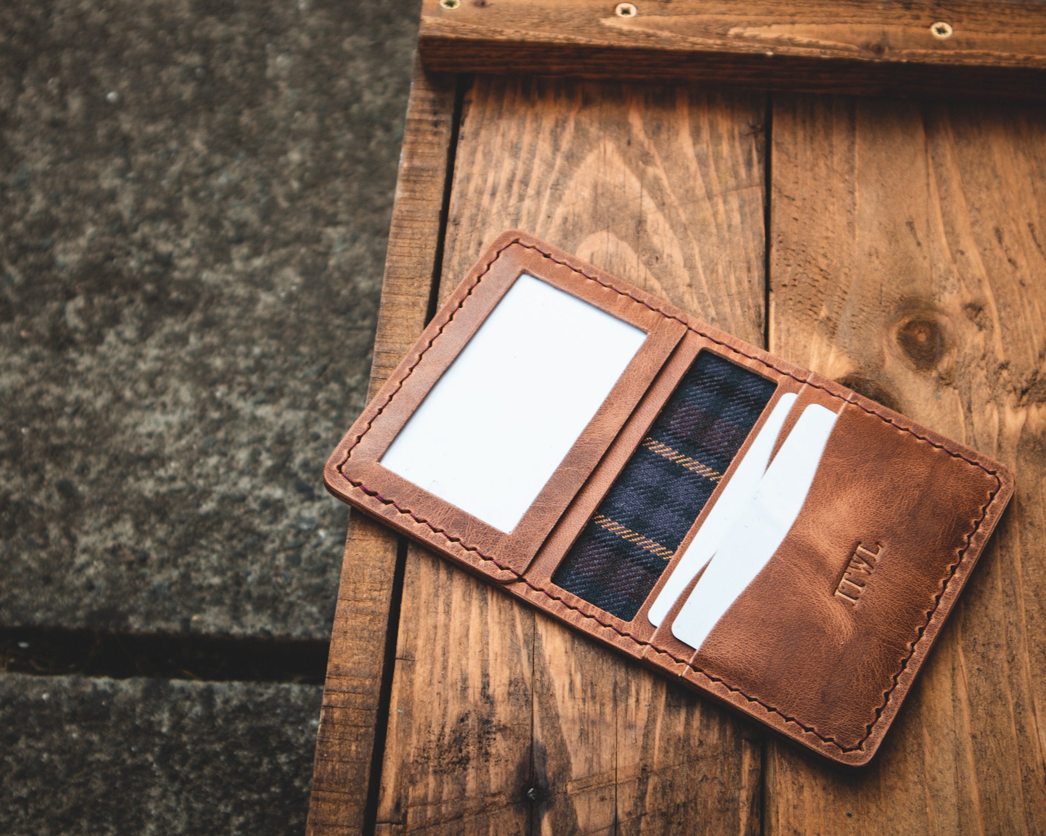 The Nevis Leather Wallet Lined with Handmade Tartan!