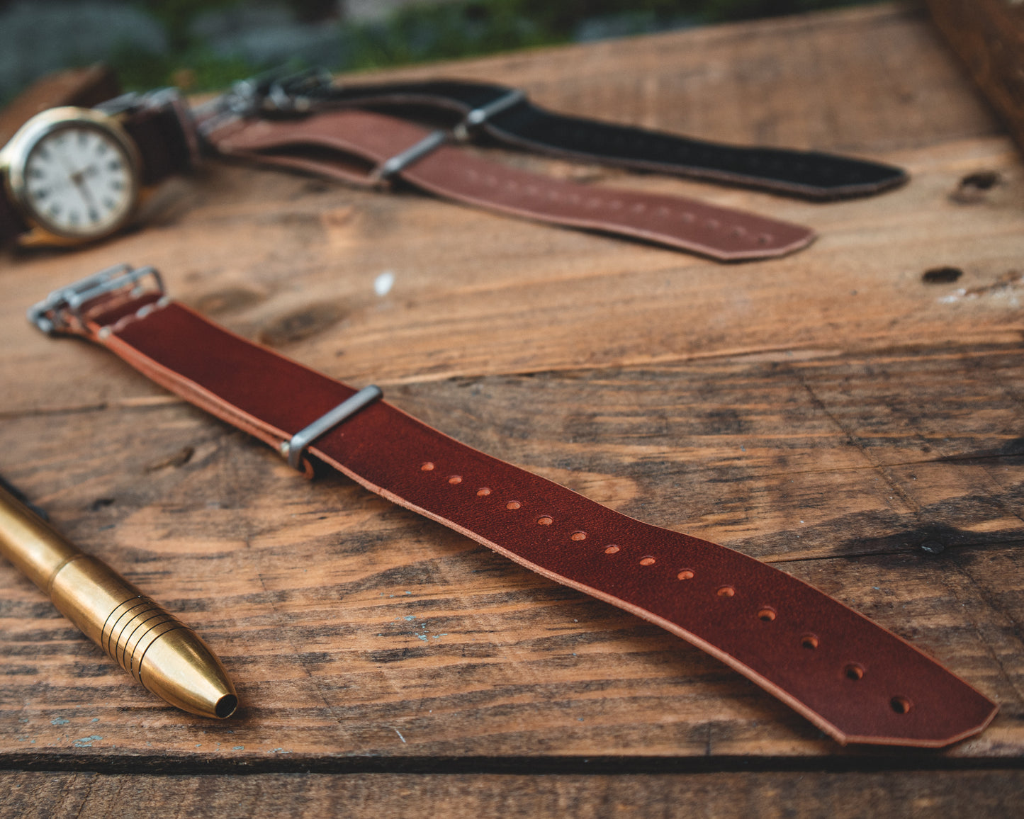 Military Leather Watch Strap - Brown Buttero