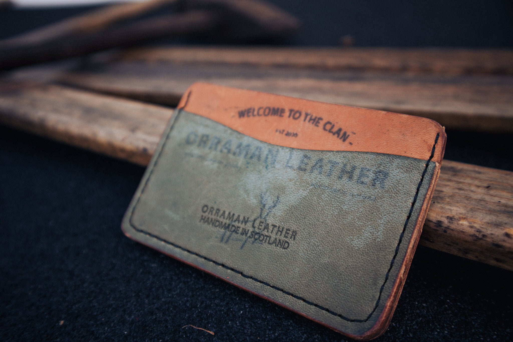 The Highland Wallet. Reversed Blue and Natural Horween Shell Cordovan