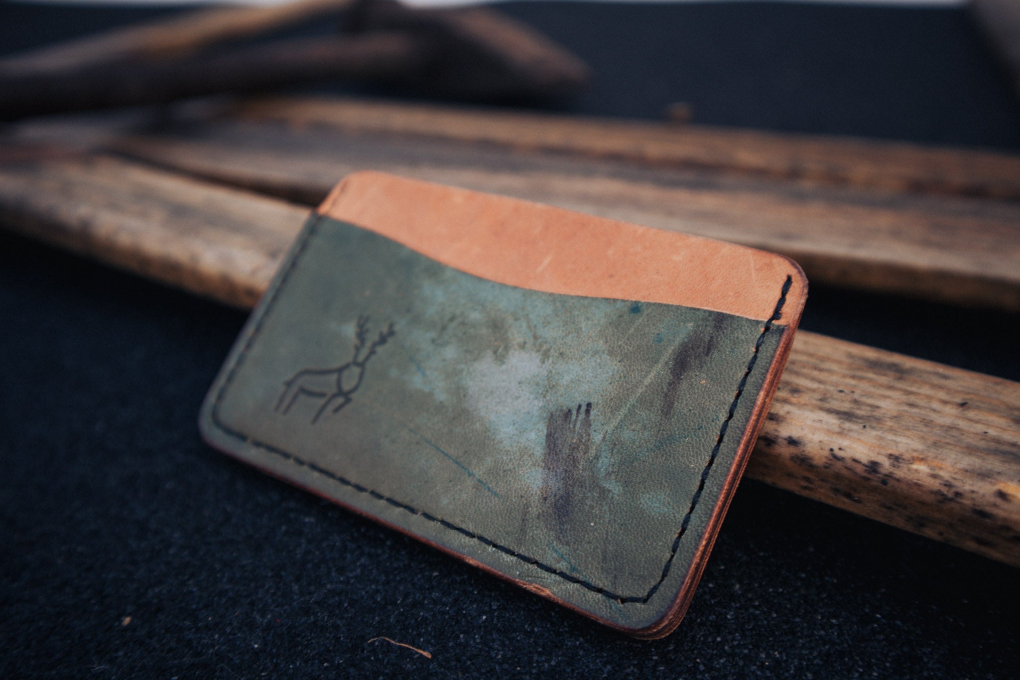 The Highland Wallet. Reversed Blue and Natural Horween Shell Cordovan