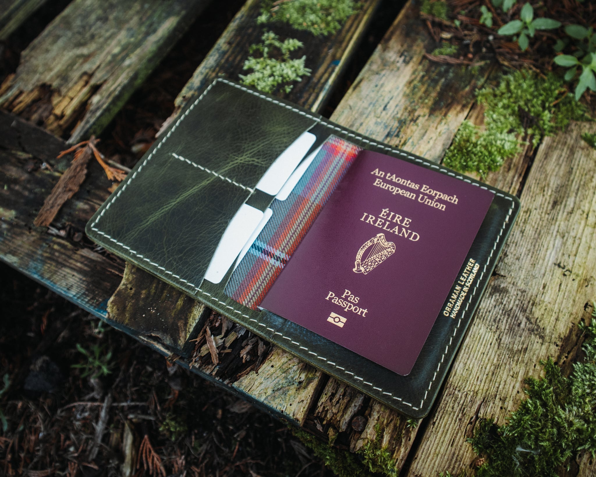 The Antrin Wallet - Handmade Passport wallet with Tartan Exterior