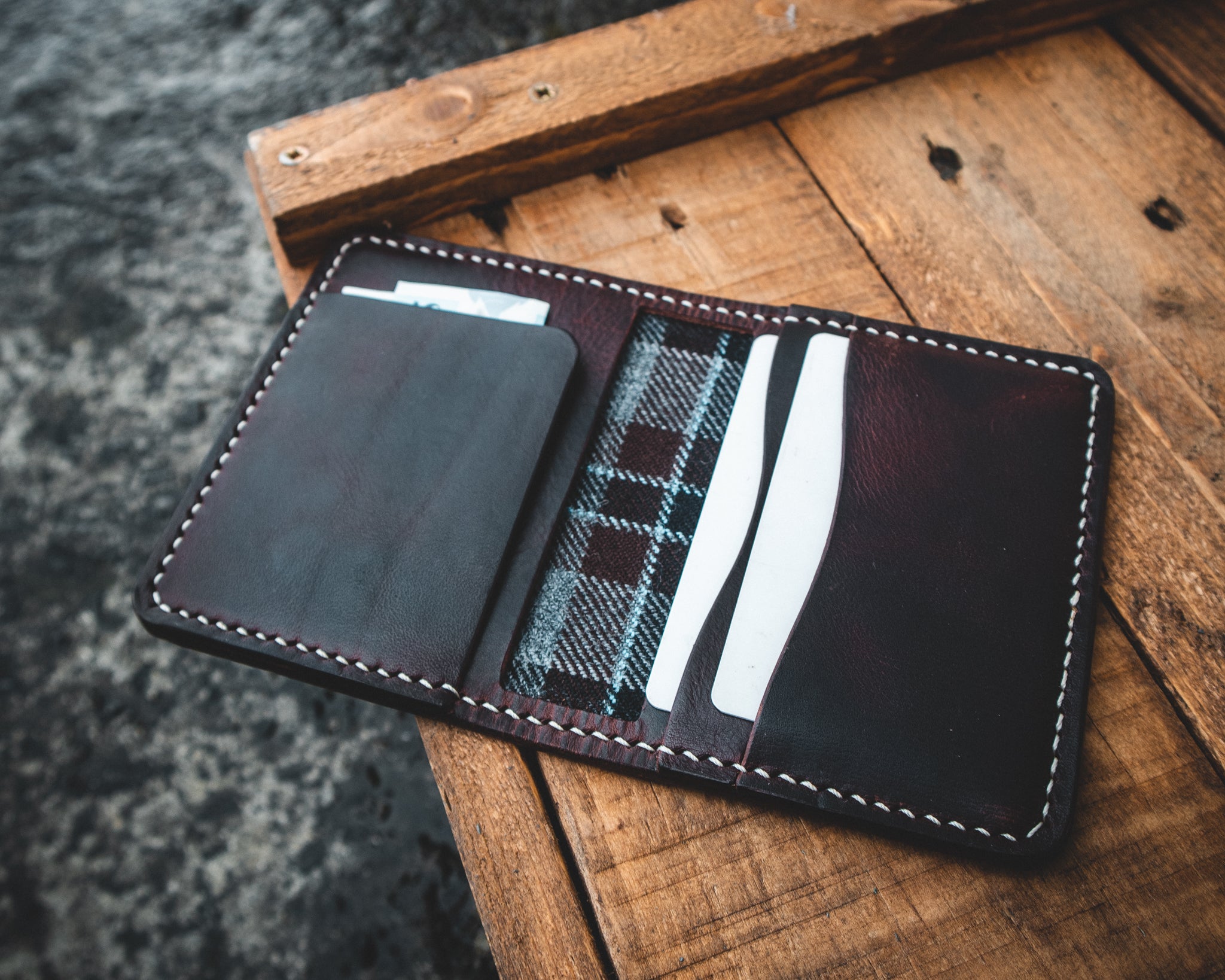 Limited Edition! The Nevis Leather Wallet Lined with Handmade Tartan!